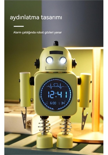 Soulader Sessiz Mekanizmalı Dijital Ekranlı Modern Çalar Saat, Metal Kasa, Yaratıcı Tasarım, Hediyelik Sari