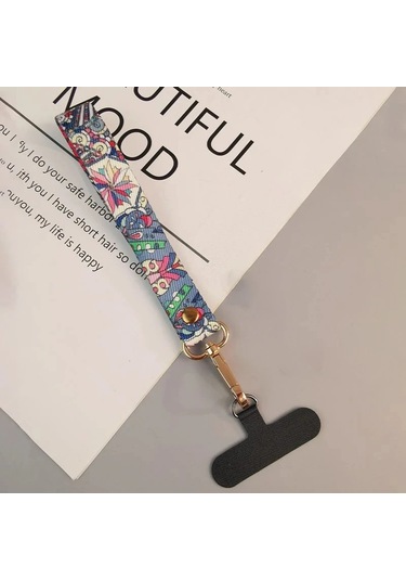 Wsshe Retro Desenli Evrensel Telefon Kordonu - Crossbody Uzun Askı - Antikayıp Klip - Boyun Askısı Rose Gold