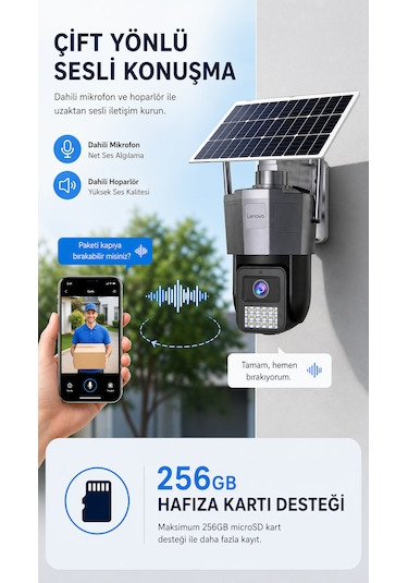 Tek Kameralı 5mp Solar Panelli Sim Kartlı Gece Görüşlü Güvenlik Kamerası