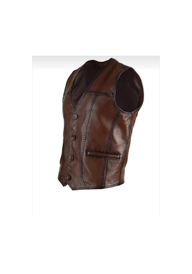 New Zaya Leather Hakiki Erkek Deri Yelek