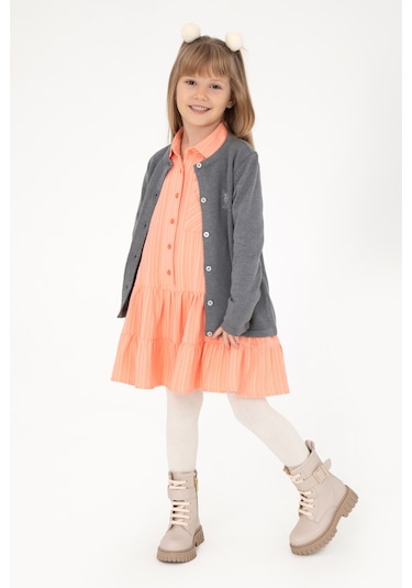 U.s. Polo Assn. Kız Çocuk Gri Melanj Hırka Triko 50294745-vr086 Gri Melanj