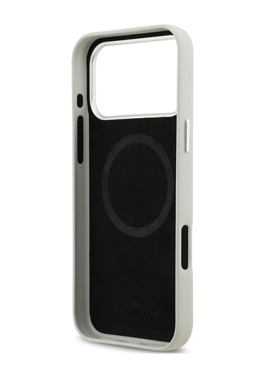 İphone 17 Pro Max Uyumlu Kılıf Bmw Lisanslı M-safeli Metal Logolu Tam Kaplama Deri Kapak Gri Gri