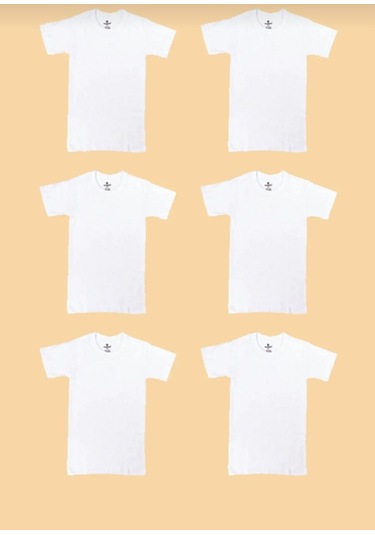 Ceylanoğlu 6'lı Erkek Çocuk 0 Yaka Yarım Kol Atlet-312 Beyaz