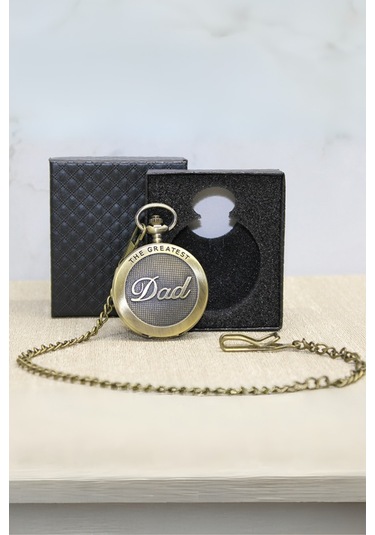 Büro Ev Ofis Hediyesi İçin Kutulu Antik Dad Yazılı Köstekli Saat