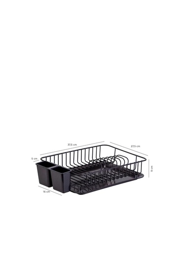 Magic Objects Tezgah Üstü Bulaşıklık, Tek Katlı Bulaşık Kurutma Sepeti, Tabaklık Bulaşık Kurutmalık Siyah