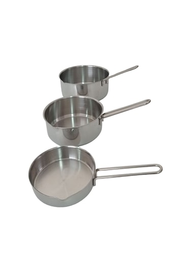 3 Parça Sütlük Ve Sos Tavası Yumurta Haşlama Tencere Seti 430 Paslanmaz Metalik