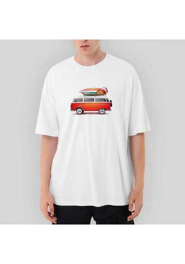 Volkswagen Karavan Holiday Oversize Beyaz Tişört Beyaz