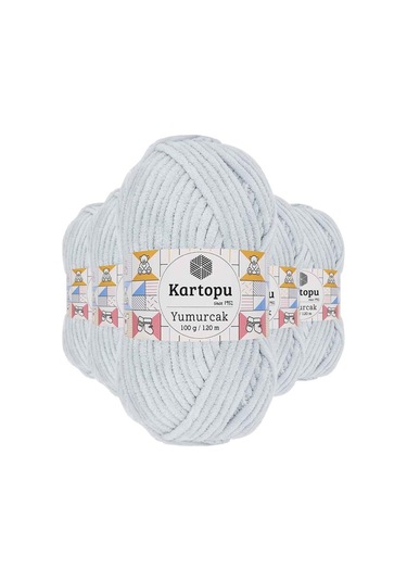 5 Adet Yumurcak Kadife El Örgü İpi Açık Gri K919