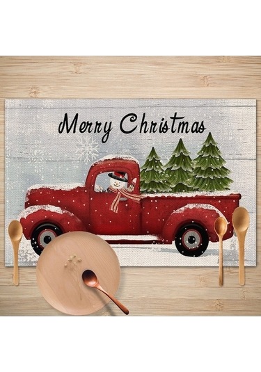 Ankatek Xıxun Ülkesi Tarzı Retro Placemat Placemat Noel Mat Masa Keten Batı Avrupa Anti-kirli Amerika 5 Mh Çok Renkli Çok Renkli
