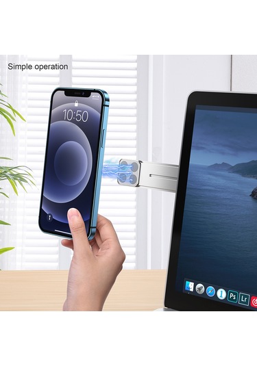 Fosenze Gri Aluminyum Manyetik Telefon Tutucu - Bilgisayar Ekran Yanı Montajlı, Boyun Ağrısı Azaltıcı, Ergonomik Ve Uzay Tasarruflu