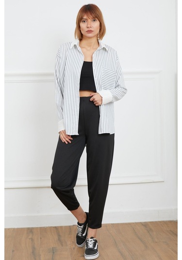 Dparis Tek Cepli Çizgili Gömlek