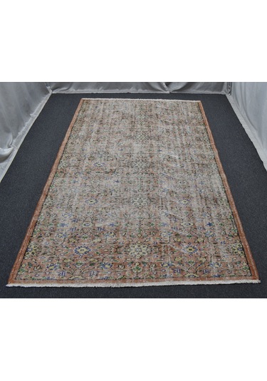 Zehra Abla Halı Vintage El Dokuma Eskitme Lüks Çiçekli Yün Salon Halısı 5268 Renkli