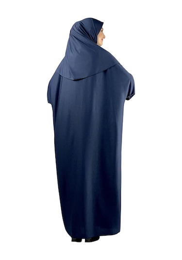 Zarif Namaz Elbisesi Ve Türban Tesbih Set Tesettür Şal Müslüman Kıyafetleri Abaya - Siyah Lacivert