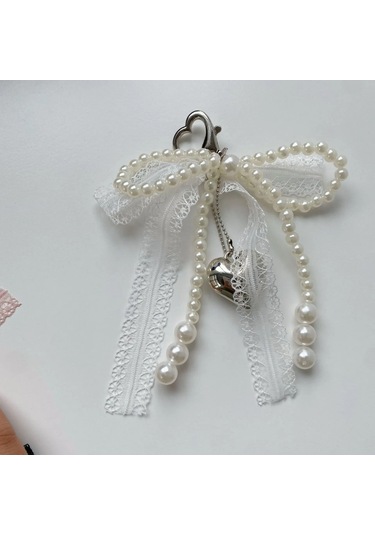 Dawndesslo 2025 Yeni Kore Moda Inci Yay Anahtarlık Kalp Kolye Y2k Aksesuar Kız Çantasıgreen Çok Renkli