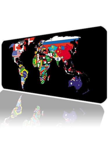 İlyuka Mousepad 70x30cm Büyük Boy Xl Mp537030 World Map Flags