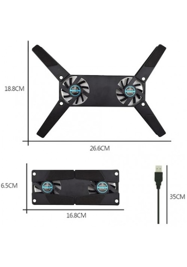 Katlanabilir 2 Fanlı Laptop Soğutucu