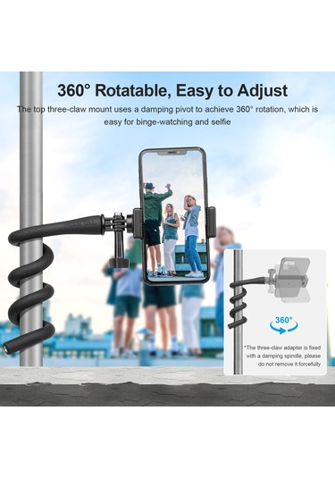 Fosenze Telesın Te-fm-003 52cm Esnek Metal Gövdeli Kamera Stativ, 300g Yük Taşıma, Her Açıya Ayarlanabilir, Telefon Tutucu Ve 1/4" Vida, Gopro/ınsta360/iphone/android Uyumlu