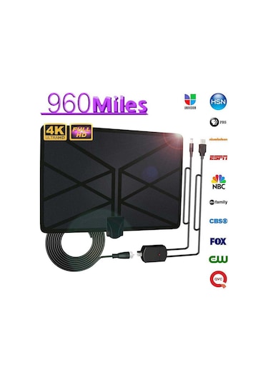 Xindoker 4k İç Mekan Dijital Tv Anteni, 1080p Hd Kalite, Geniş Alıcı Menzili, 25db Amplifikatörlü, 3m Kablo