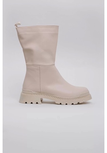 Supermark Capri Vegan Deri Termal Kauçuk Krem Rengi Çizme 45027