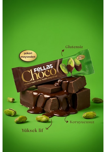 Choco - Çikolata Kaplı Antep Fıstıklı Meyve Bar 35 G X 12 Adet