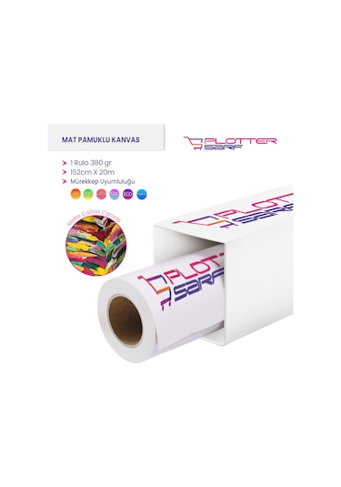 PlotterSarf® Cotton Kanvas Matt %100 Pamuk Tuval 380G 152 CM x 20 M