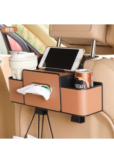 Chuangyinshop Siyah Araç Koltuğu Arkası Sünet Deri Çok Amaçlı Saklama Kutusu