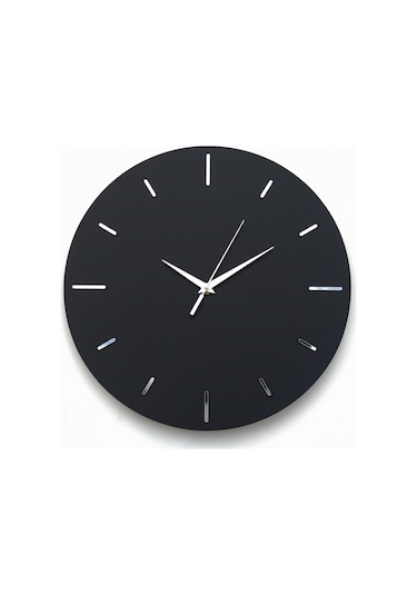 Stil Modern Duvar Saati 45 Cm Siyah-gümüş Siyah Gümüş