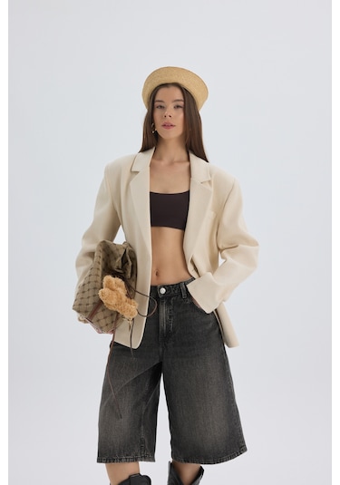 Mai Studios Nest Pile Detay Bej Blazer