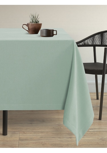 Kadife Dokulu Nil Yeşili Dertsiz Masa Örtüsü Nil Yeşili