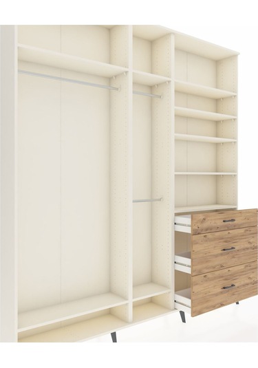 Arges Dolap 9 Raflı 3 Çekmeceli 3 Askılı 220x30x243 Aytaşı-aytaşı/çam Aytası/atlas Çam