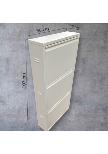 Metal Ayakkabılık 3 Lü Beyaz Ral 9016 Krem