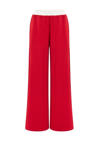 Nocturne Oversize Midi Kadın Pantolon - Günlük Rahatlık Kırmızı
