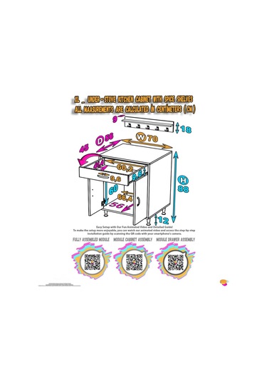 Doqu Xl Set Ocak Altı Dolap 70x88x56 Cm, Çekmeceli, Kapaklı, Tüp Bölmeli Ve Baharat Raflı Beyaz Beyaz