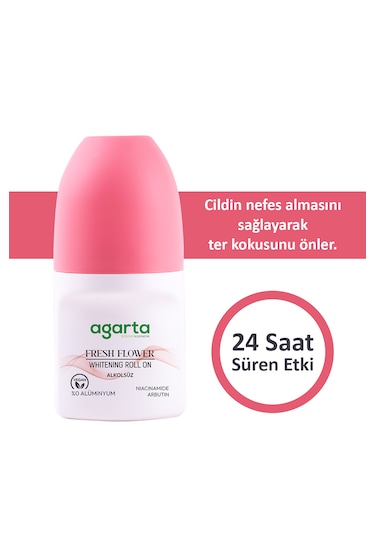 Agarta Fresh Flower Ter Kokusu Önleyici 24 Saat Etkili Beyazlatıcı Kadın Roll-On Deodorant 50 ML﻿﻿