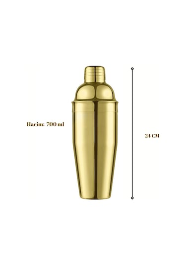 Perlotus Çelik Gold Kaplama 700 Ml Kokteyl Shaker Karıştırıcı