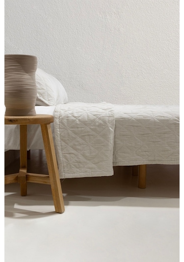 Koza Home Stella Krem Çift Kişilik Baklava Desenli Yatak Örtüsü 230x250 2 Y Krem