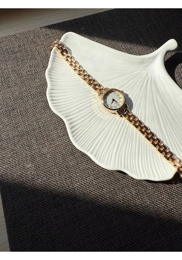 Retro Minimal Hasır Kordon Vintage Kadın Kol Saati Sarı