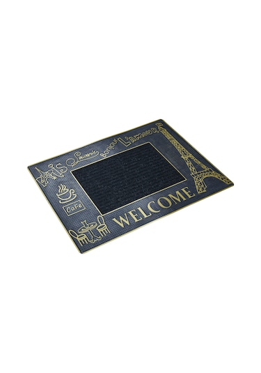 Paris Temalı Toz Tutucu Kauçuk Kapı Önü Paspası Gold