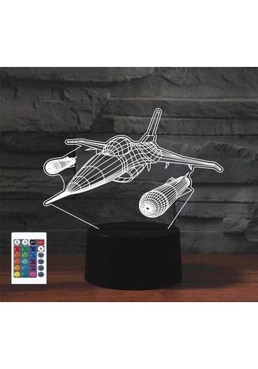 Goldenqian 3d Avcı Uçağı Uzaktan Kumanda 16 Renk Gece Işıkları Illusion Akrilik Led Masa Başucu Lambası Çocuk Yatak Odası Masa Dekor Çocuklar Için Doğum Günü Hediyeleri Oyuncak E0ı0x2 Siyah
