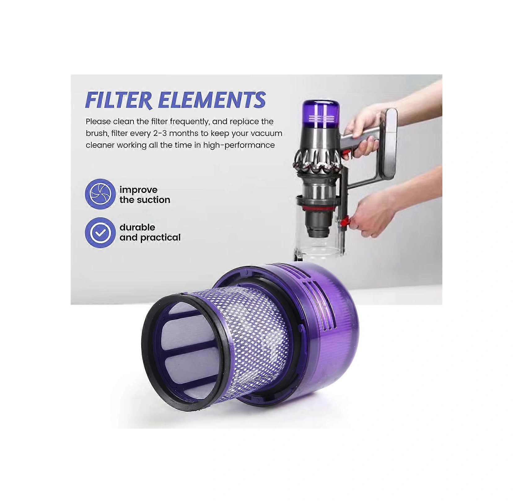 3'lü Paket, V11 Yedek Parça Filtreleri, Filtre Parçası İçin Vakum Filtre Kiti