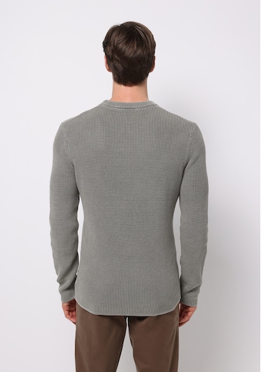 Colins Regular Fit Yuvarlak Yaka Jakarlı Erkek Yeşil Kazak Cl1076731 Q1.v2 Kha Haki