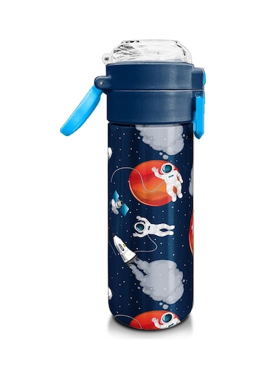 Coral High Kids Lacivert Mavi Astronot Desenli Pipetli Ve Direkt İçim Çelik Termos 500 Ml 31999 Mavi - Mercan