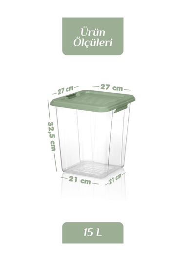 2'li Megabox 15l Saklama Kabı - Kilitli Kapaklı Çok Amaçlı Düzenleyici Kiler Depolama Saklama Kutusu Yeşil