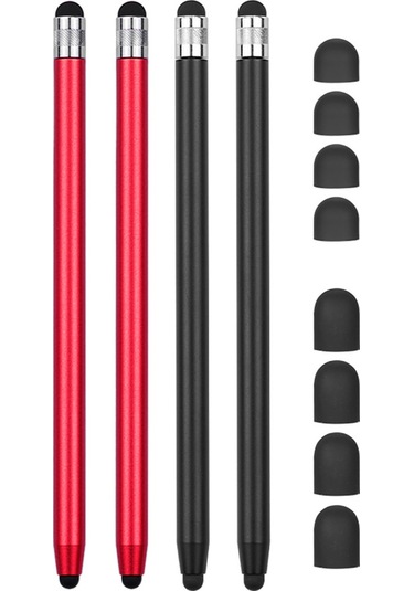 Singree 2si 1 Arada Evrensel Dokunmatik Stylus Kalem Tüm Tabletler Telefonlar 8 Yedek Yumuşak Uç 4 Adet 2siyah 2kırmızı