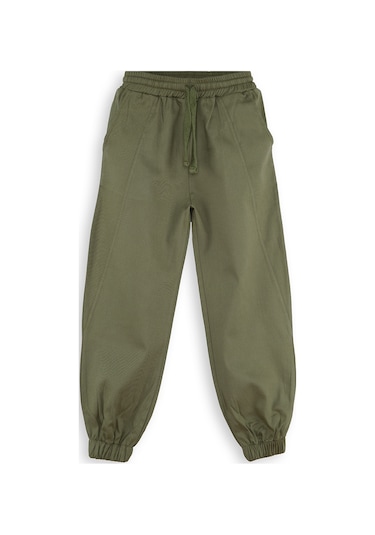 Denokids Erkek Çocuk Dikişli Haki Gabardin Pantolon Renkli