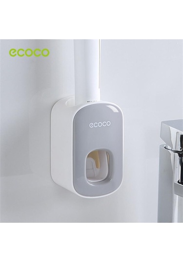 Gri Otomatik Diş Macunu Dispenseri Toz Geçirmez Diş Fırçası Tutucu Duvara Montaj Standı Banyo Aksesuarları Seti Diş Macunu Sıkacağı Myy Gri