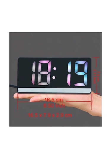 Sr2205 Rgb Rakamlı Dijital Masa Saati Titreşim Sensörlü Alarm/takvim/termometre/çalar Saat 07 Beyaz