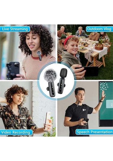 İphone/android Uyumlu Telefon İçin Kablosuz Mikrofon Mini Mikrofon, Led Ekran