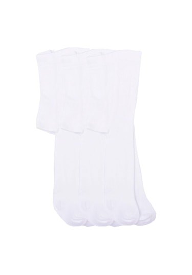Kız / Erkek Bebek Çocuk Düz Renk Külotlu Çorap 3 Lü Paket Beyaz