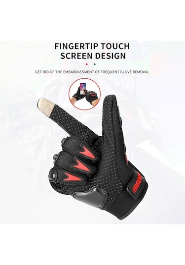 Kullanışlı Motor Eldiveni: Çarpışma Koruma, Parmak Ucu Dokunmatik, Kaymaz Tasarım Ve Şok Emici Avuç İçi.